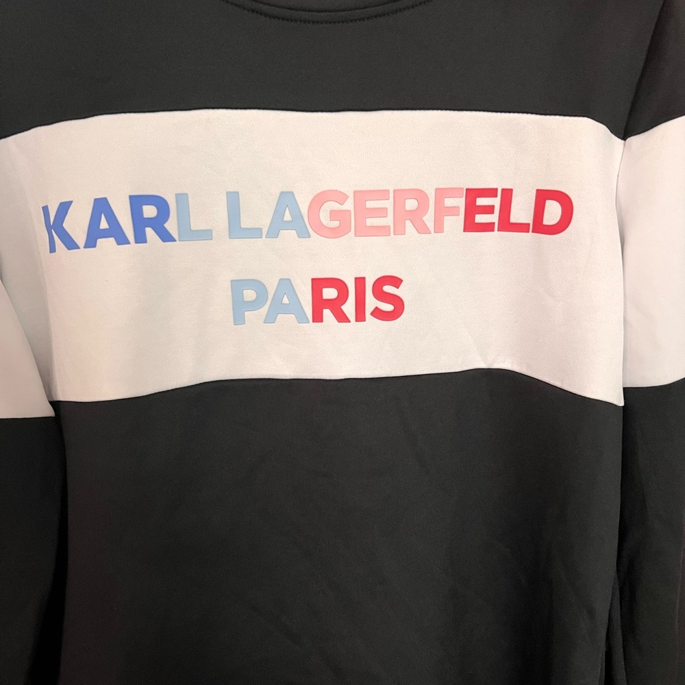 Karl Lagerfeld Women’s Sweatshirt, Size S, Black, White Color Block, Casual Wear - Picture 3 of 9